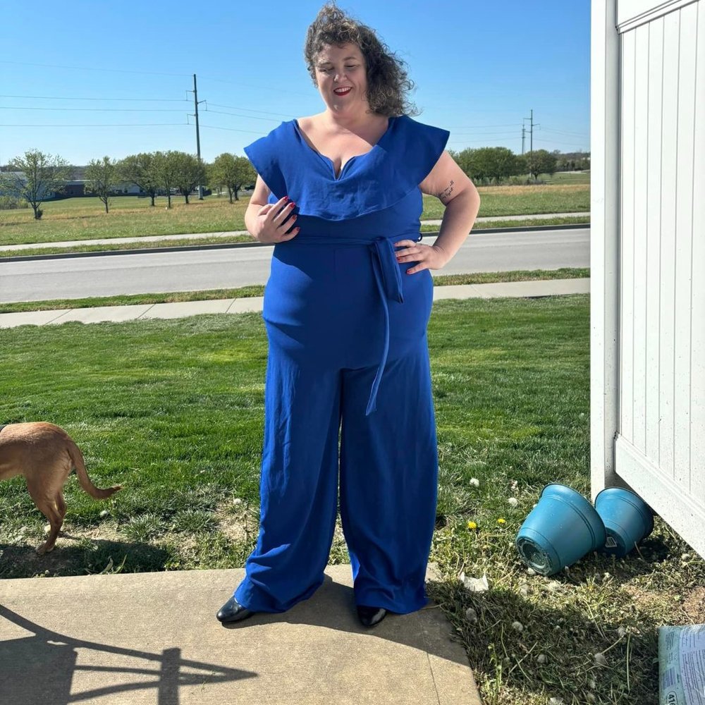 Liliana Cobalt Blue Jumpsuit Size 3X Stretch 18-22